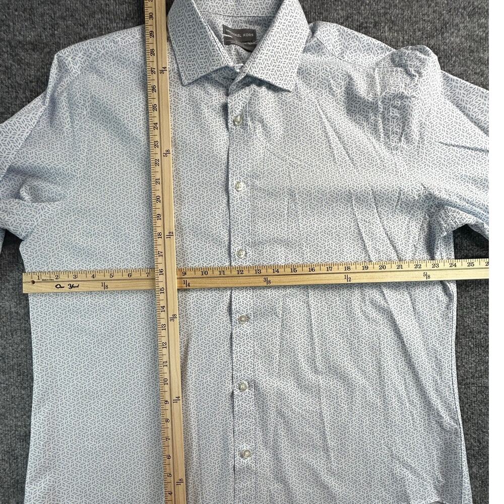 Michael Kors Men's XL Slim Fit Untucked Button Front Shirt Blue Print - Picture 4 of 6